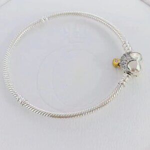 Pandora - Disney, Moments Heart Clasp Snake Chain Bracelet, Gold-Plated